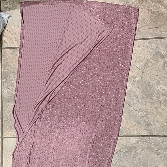 Womens small sparkly glitter speechless bodycon gown with high slit - Picture 3 of 12